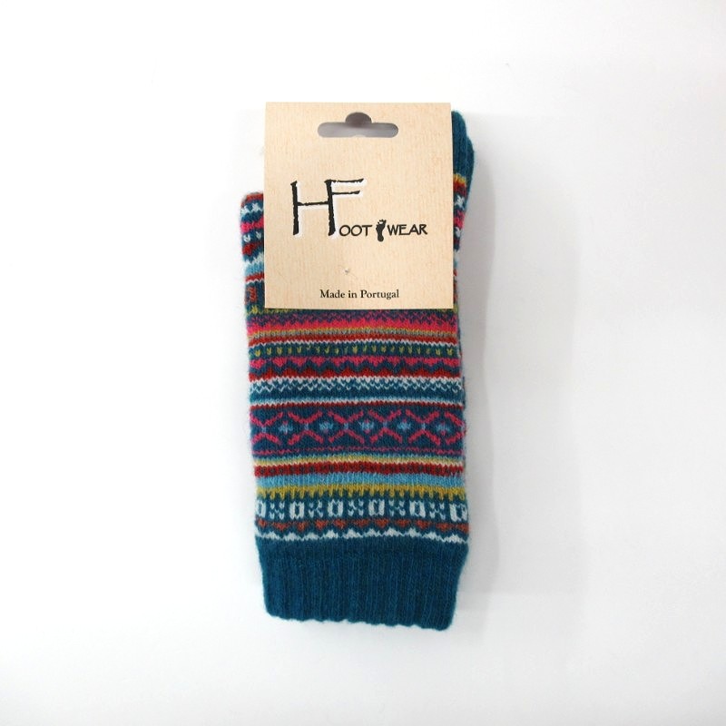 HFOOT　WEAR【ポルトガル製】　フェアアイルソックス　PETROL　(FAIR ISLE)